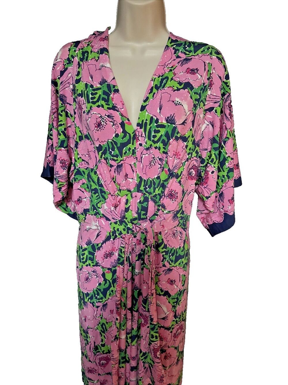 Lilly Pulitzer Wisteria V-Neck Maxi Floral Dress Low Tide Navy Size 10 NWT - Picture 13 of 16